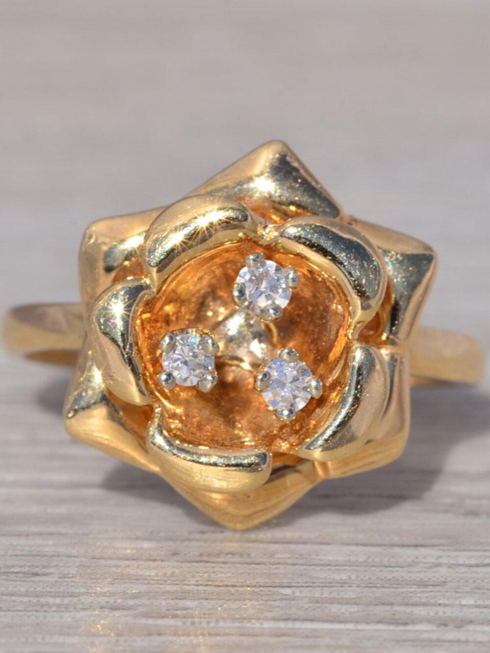 Vintage Diamond Cluster Ring in 14k Yellow Gold
